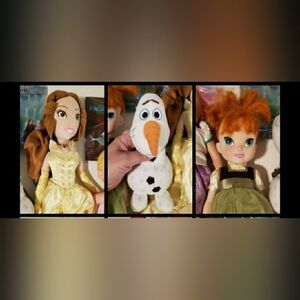 BUNDLE - 3 Disney Dolls (Belle, Anna (toddler), and Olaf)